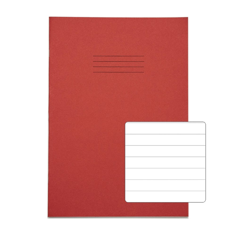 Classic A4+ Exercise Books 12mm Ruled 40 Page Box of 100 Red