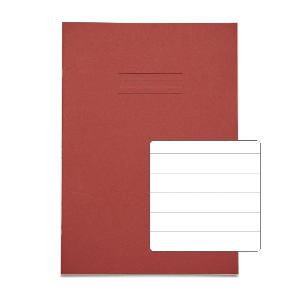 Classic A4+ Exercise Books 15mm Ruled 80 Page Box of 50 Red