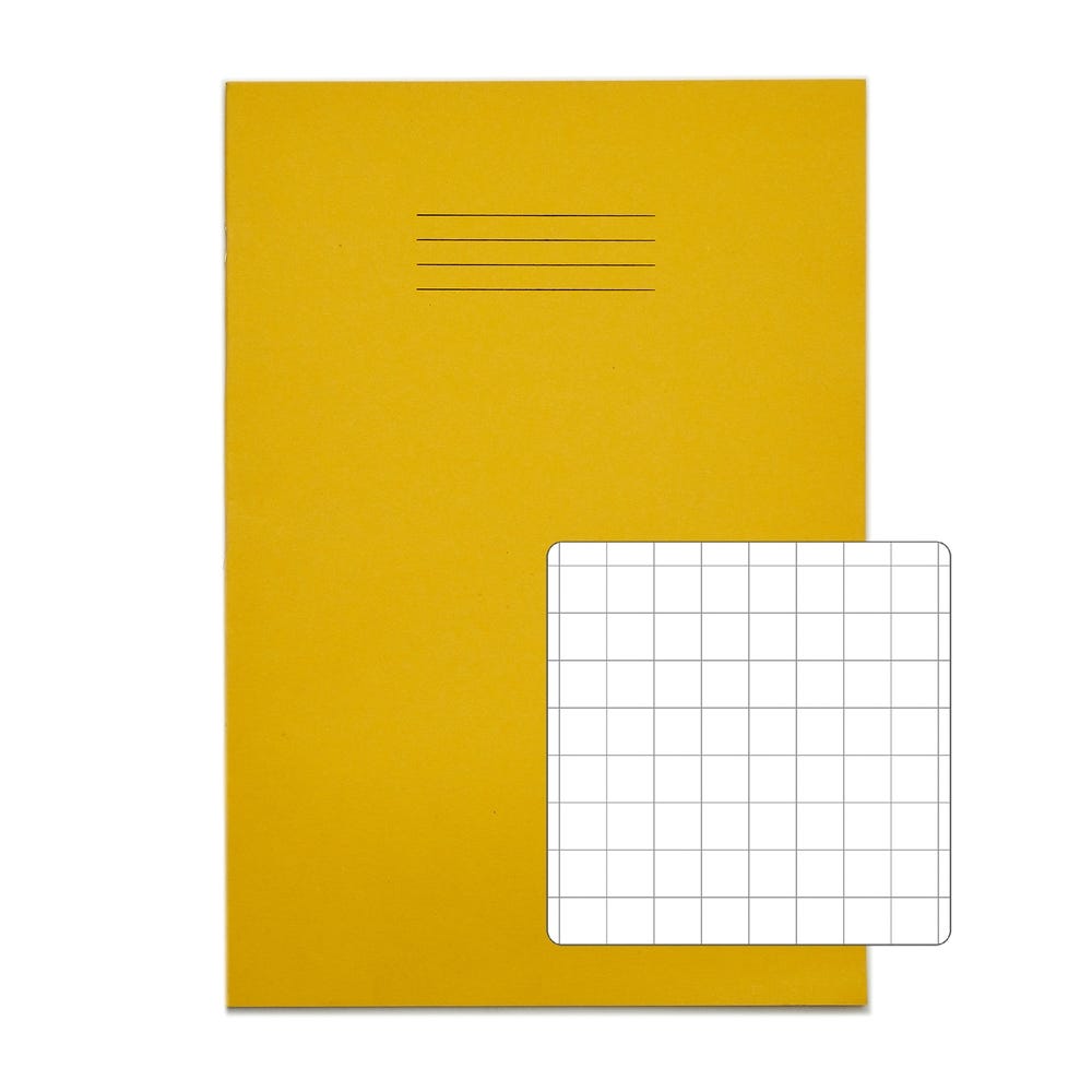 Classic A4 Exercise Book 10mm Squared 80 Page Box of 50 Yellow