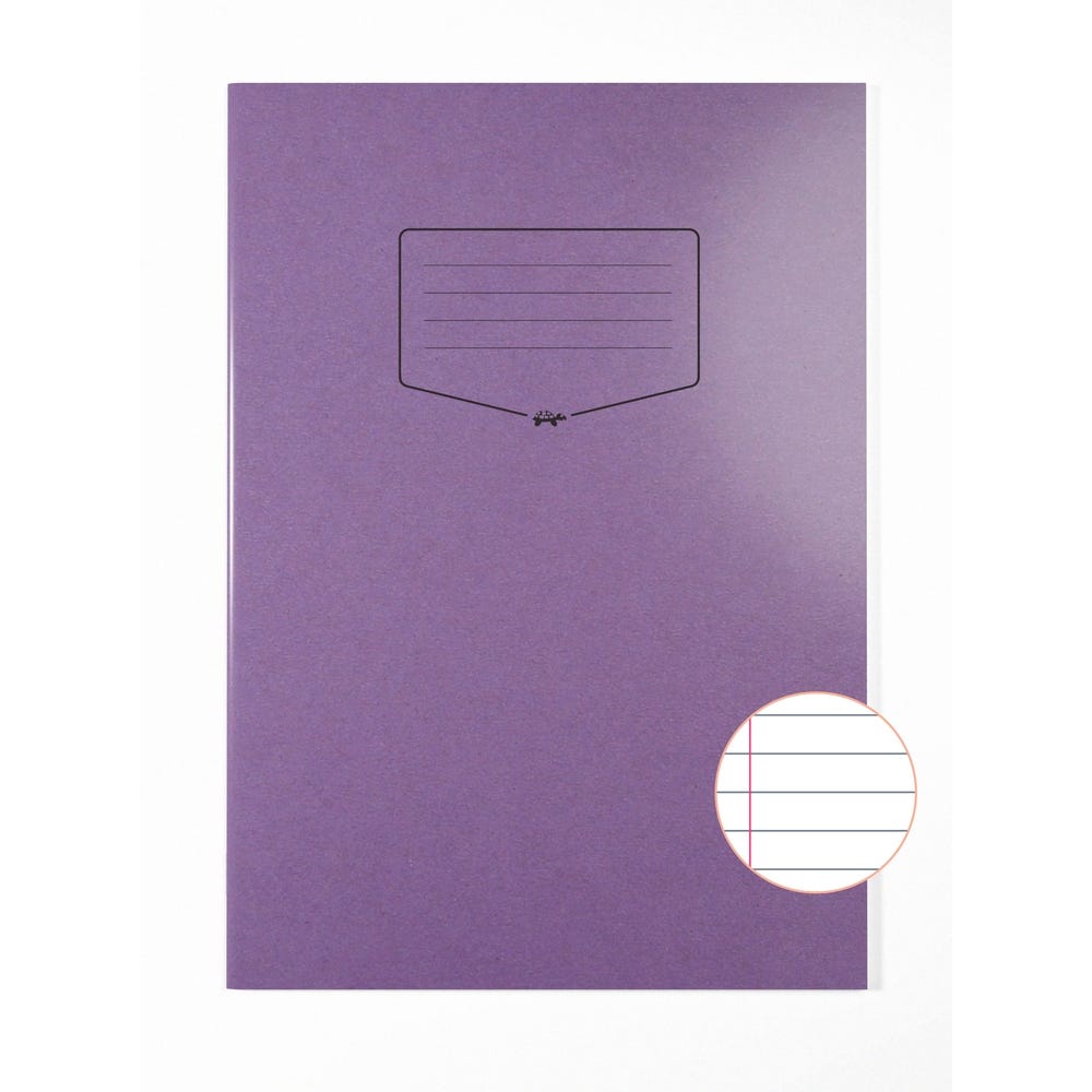 Premium A4 Exercise Book 8mm+ Margin 80 Page Box of 50 Purple