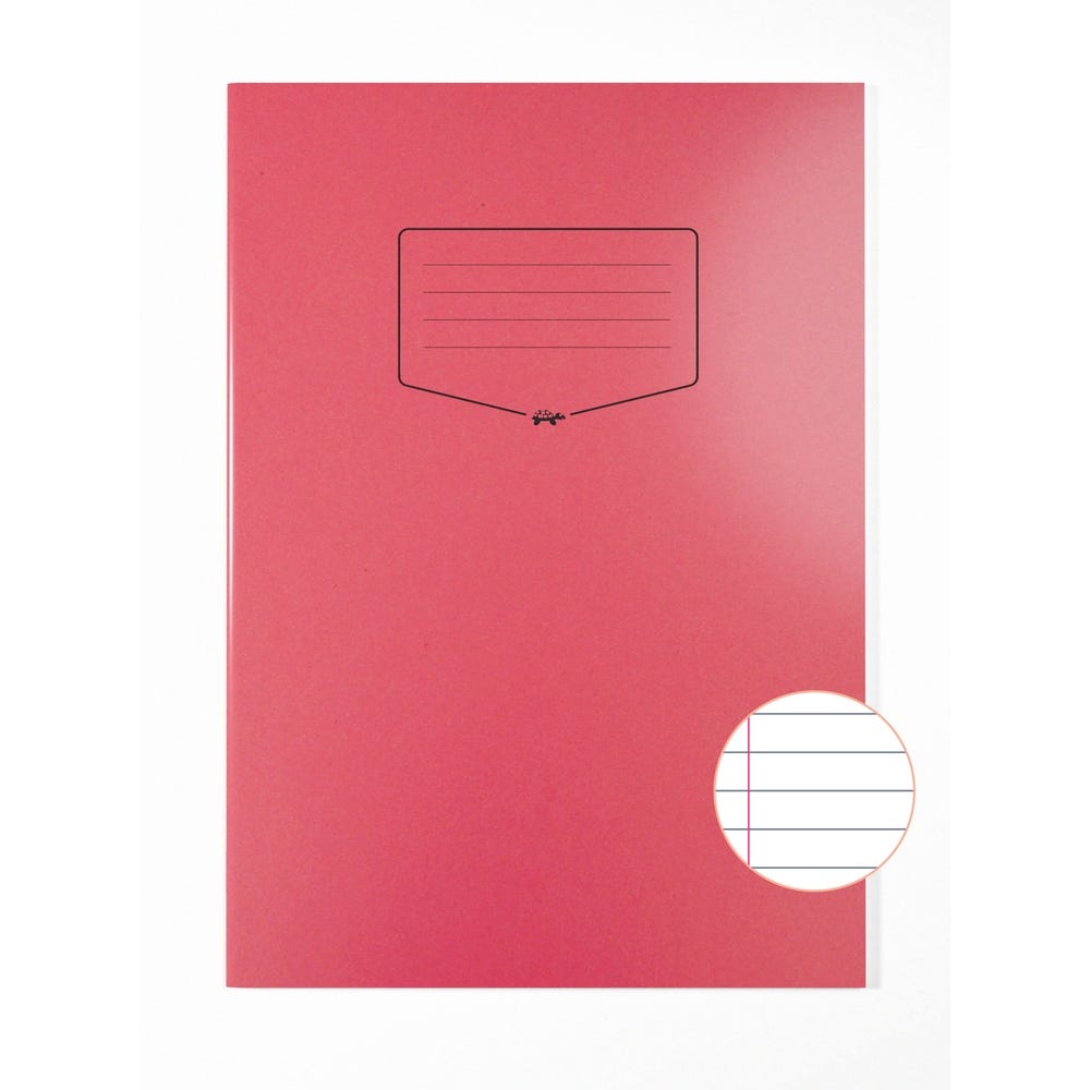 Premium A4 Exercise Book 8mm+ Margin 80 Page Box of 50 Red