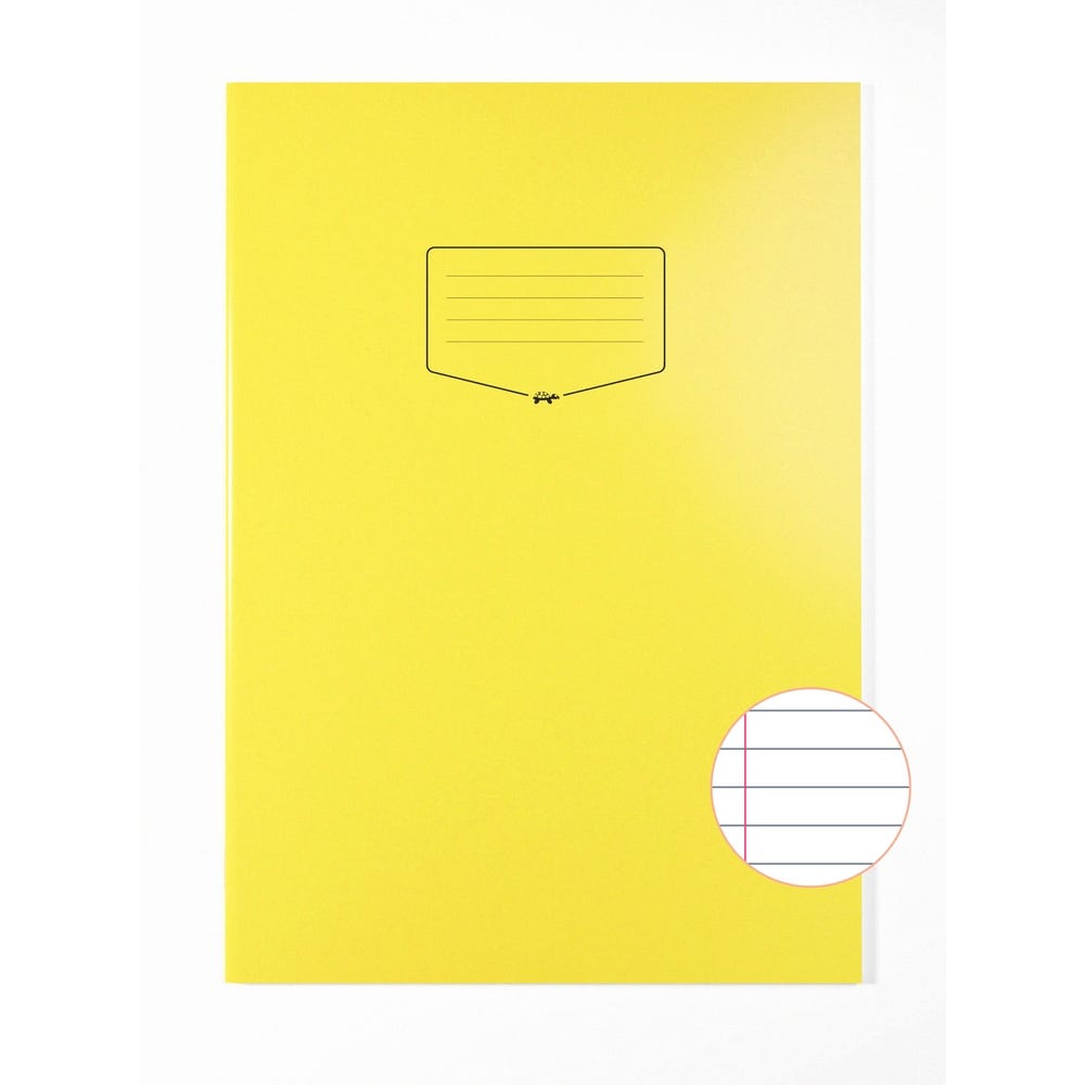 Premium A4+ Exercise Book 8mm+ Margin 80 Page Box of 50 Yellow