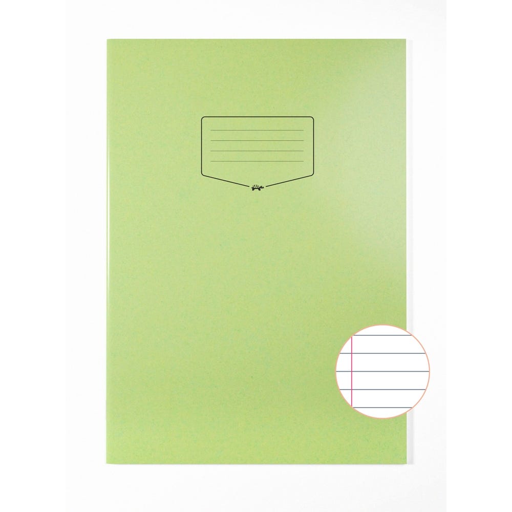 Premium A4+ Exercise Book 8mm+ Margin 80 Page Box of 50 Green