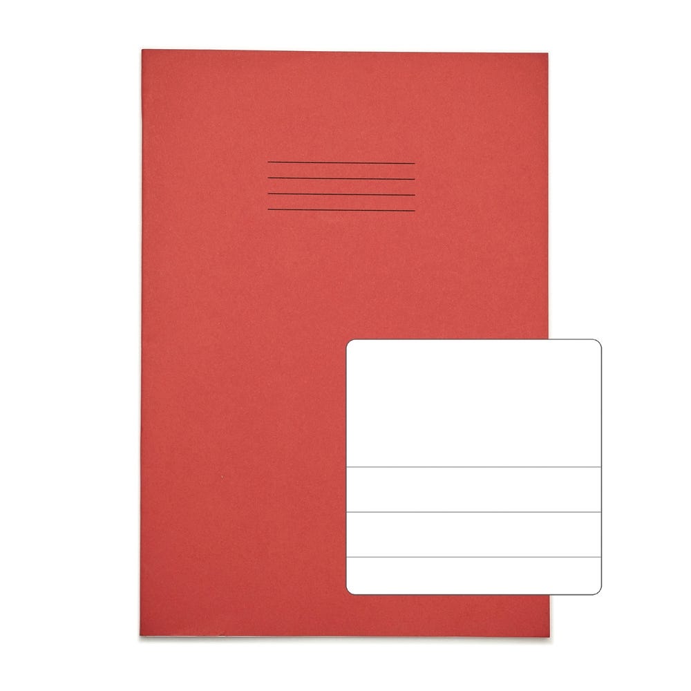 Classic A4 Exercise Book Top Plain Lower 15mm Ruled 32 Page Box of 100 Red