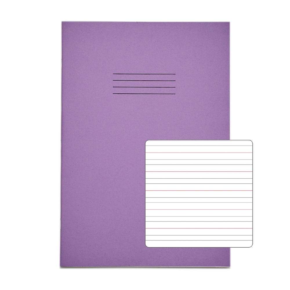Learn to Write A4 Exercise Book 4mm 40 Page Box of 100 Purple