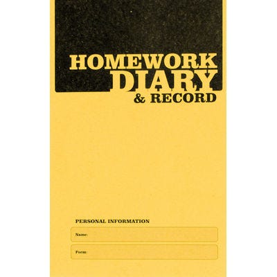 155 x 104mm Homework Diaries Pack of 20 Yellow