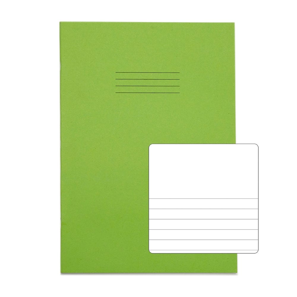 Classic A4 Exercise Book Top Plain Lower 8mm Ruled 64 Page Box of 50 Light Green