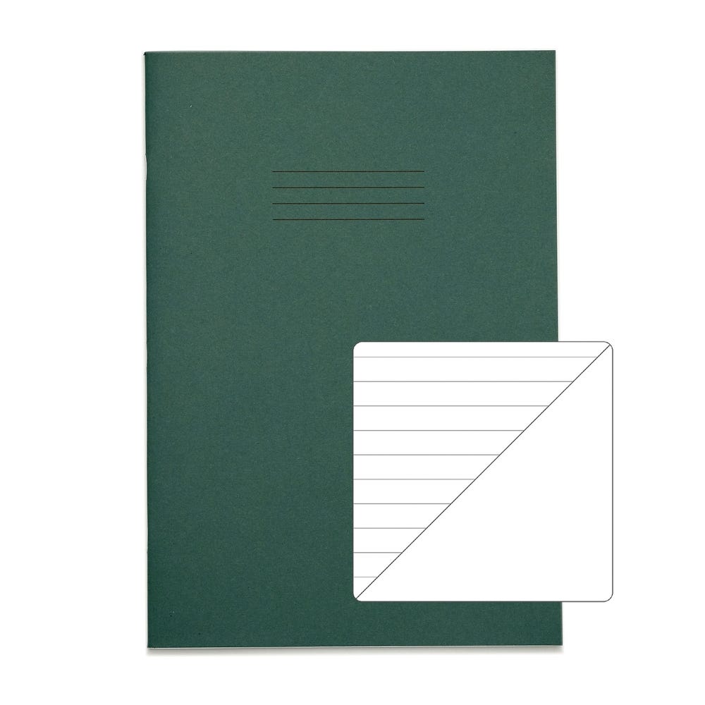 Classic A4 Exercise Book 8mm Ruled/Alternate Plain 80 Page Box of 50 Dark Green