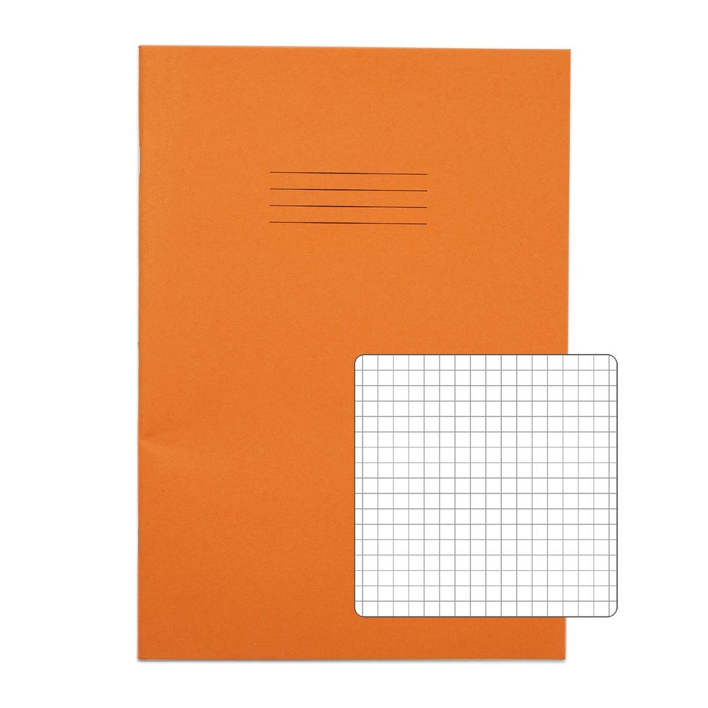 Classic A4 Exercise Book 5mm Squared 80 Page Box of 50 Orange