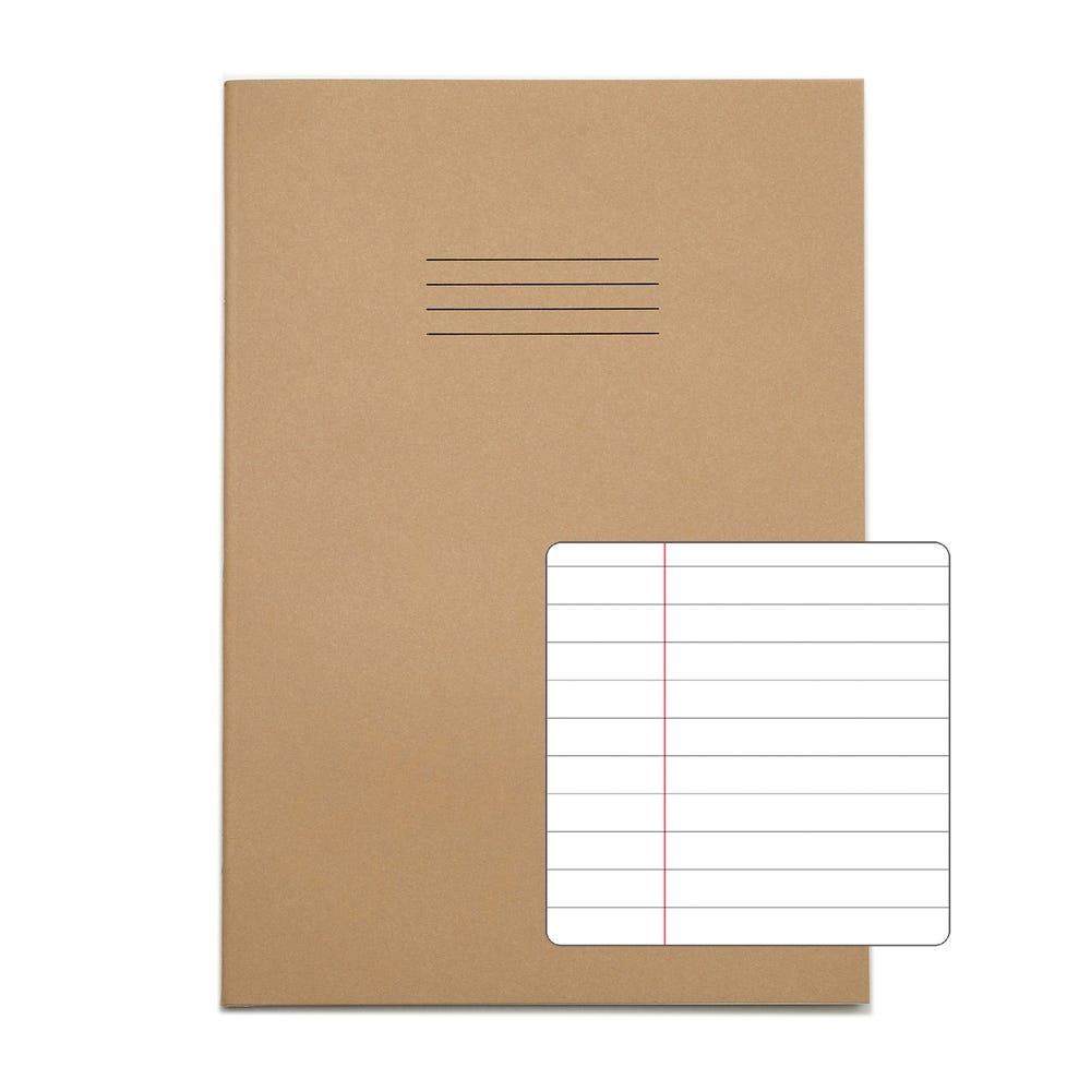Classic A4 Exercise Book 8mm+ Margin 64 Page Box of 50 Buff