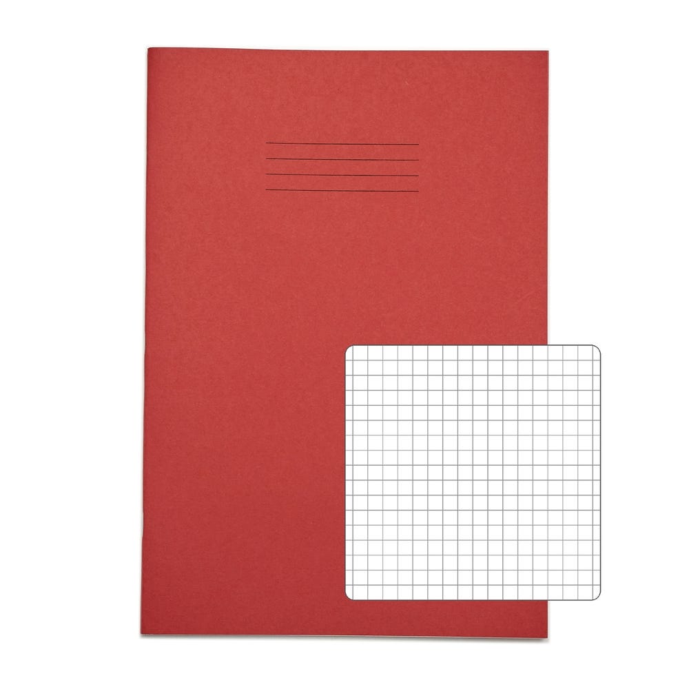 Classic A4 Exercise Book 5mm Squared 80 Page Box of 50 Red