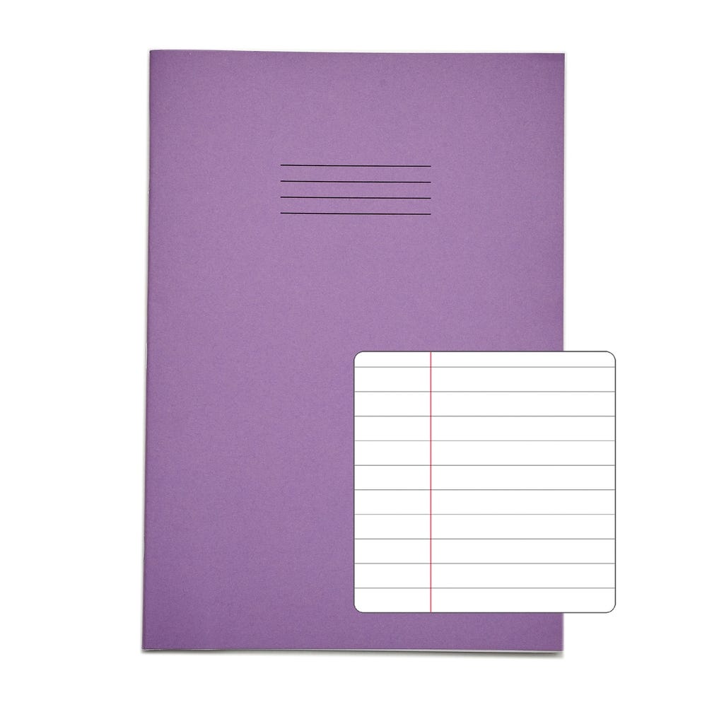 Classic A4 Exercise Book 8mm+ Margin 48 Page Box of 100 Purple