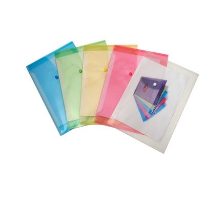 A3 Popper Wallets Assorted Pastel Colours Pack of 5