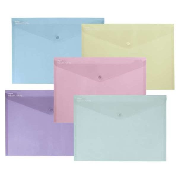 A4 Snopake Reborn Popper Wallets Assorted Colours Pack 5