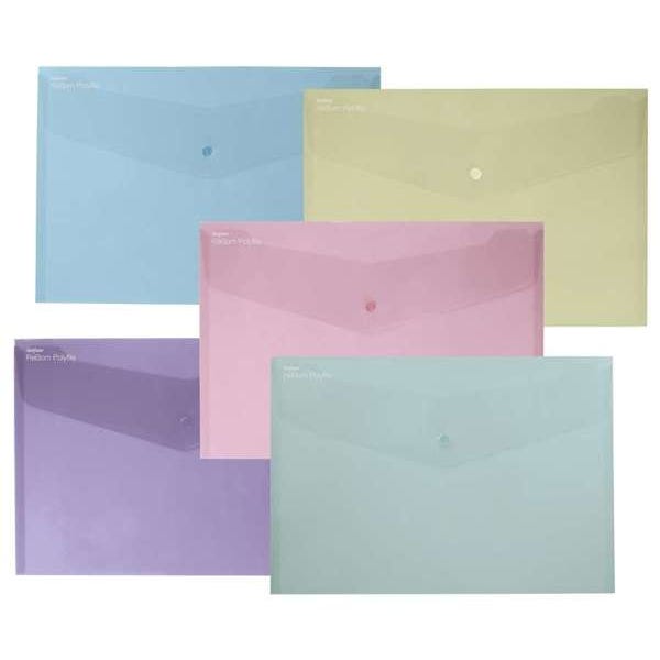 Snopake Reborn Foolscap Popper Wallets Assorted Colours Pack 5