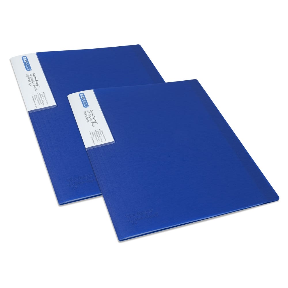 A4 Rapesco Germ- Savvy Flexible Display Books 40 Pockets Blue Pack of 2
