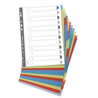 Forever Polypropylene Recycled Dividers, A4, 12 Part Set