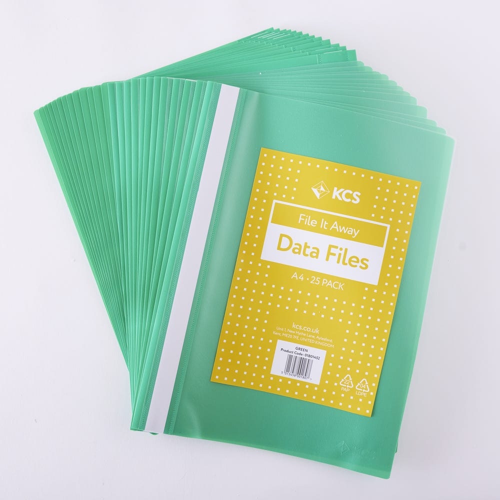 A4 KCS Data Files Green Pack of 25