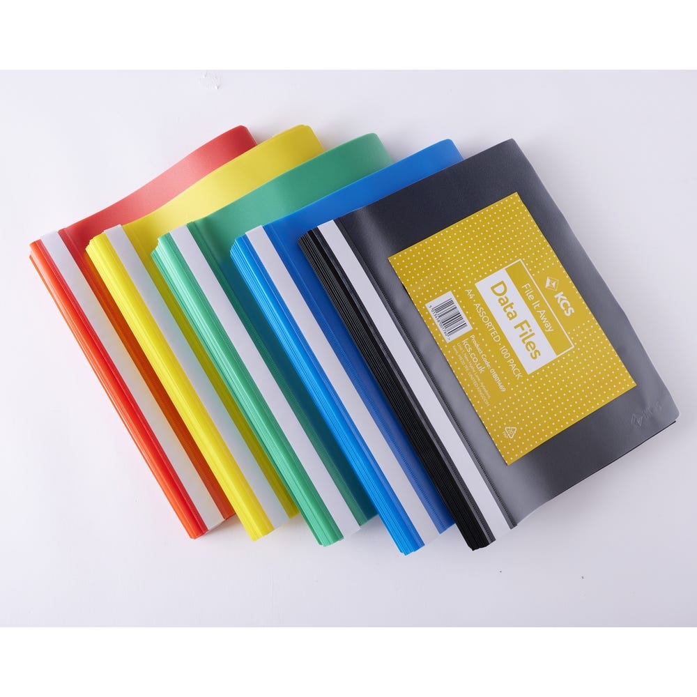 A4 KCS Data Files Assorted Colours Pack of 100
