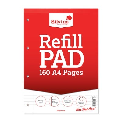 A4 Refill Notepad 8mm + Margin 80 Leaf Pack of 6