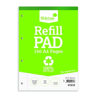 A4 Silvine Refill Pad Recycled Pack of 6