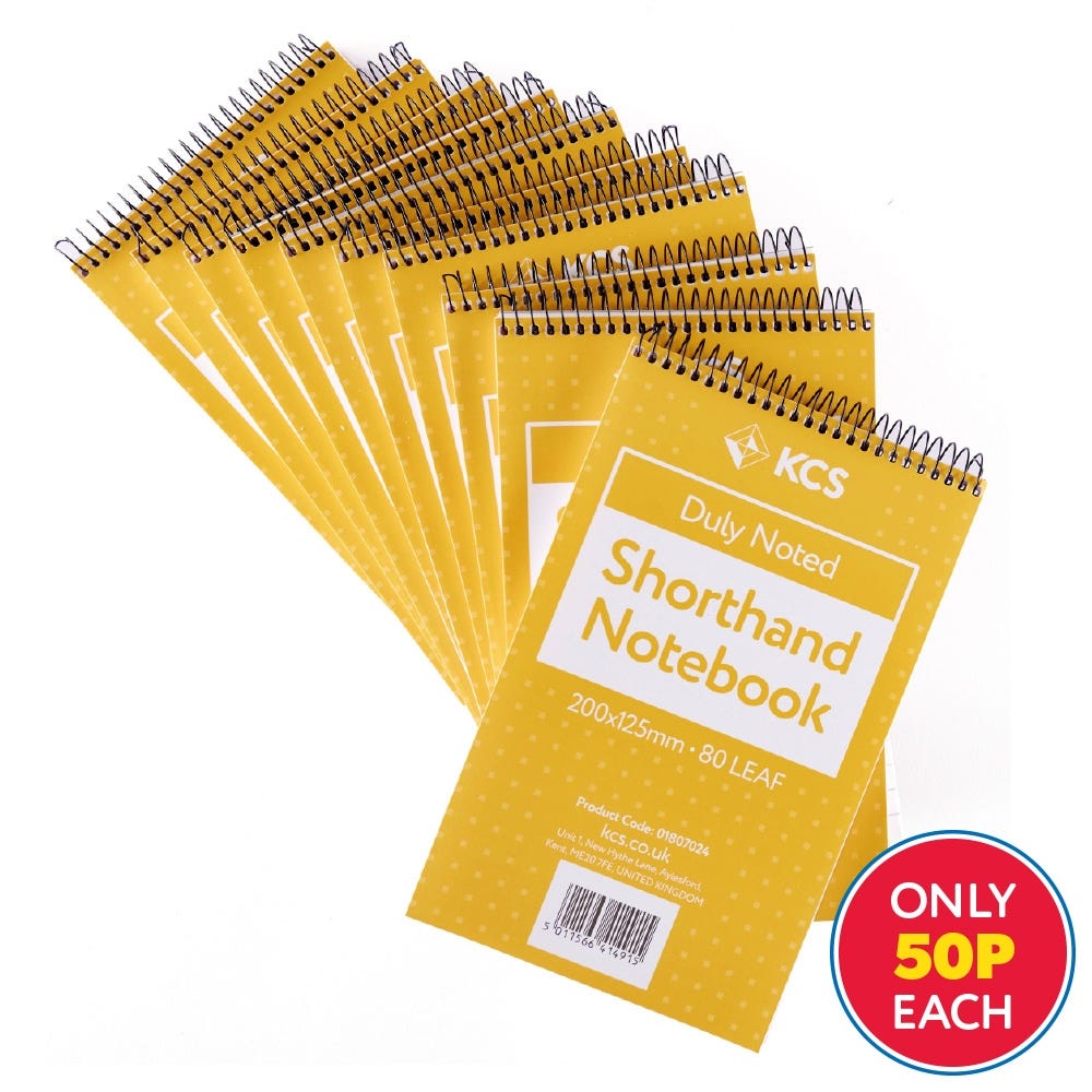 200 x 125mm KCS Shorthand Notebook 8mm Ruled Pack of 10