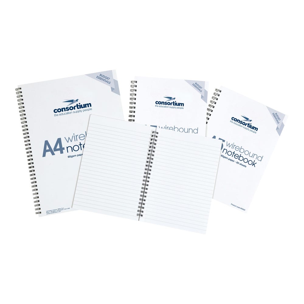 Consortium A4 Wired Notebook 8mm Ruled 80 Leaf Pack of 6