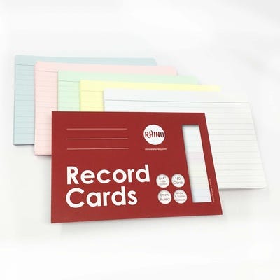 152 x 102mm Record/Revision Cards Mixed Colours 150 Cards