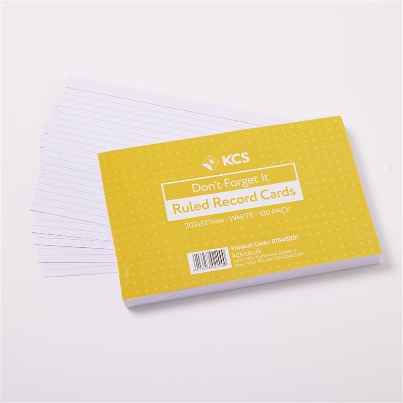 203 x 127mm KCS White Ruled Record Cards