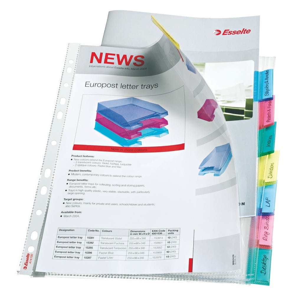 Esselte Tabbed Index Pockets, A4, 8 Tabs, Each