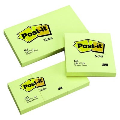 Post-it Yellow Notes, 76 x 127mm, Pack of 12 pads