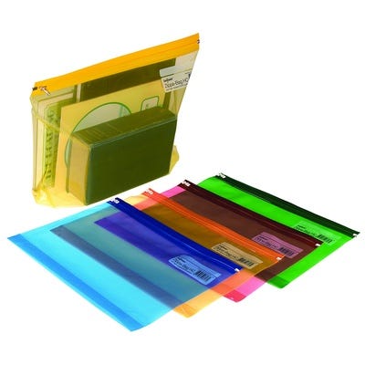 High Capacity Zippa Bags, A4+, Assorted Colours, Pack 25