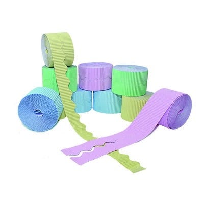 15m Pastel Corrugated Border Rolls Pack of 10