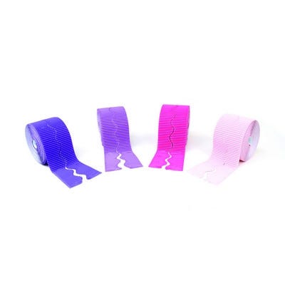 77mm x 15m Corrugated Decorative Border Rolls Purple/Pink Pack of 4