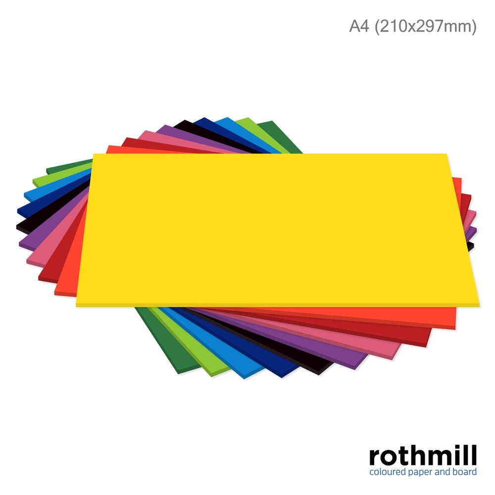 A4, 280mic, vivid colour Rothmill, Single Colours, Pack 50