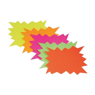 A5 Fluorescent Card Shapes Assorted Pack of 50