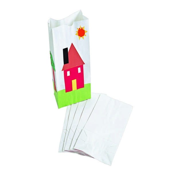 White Paper Craft Bags, Pack 50