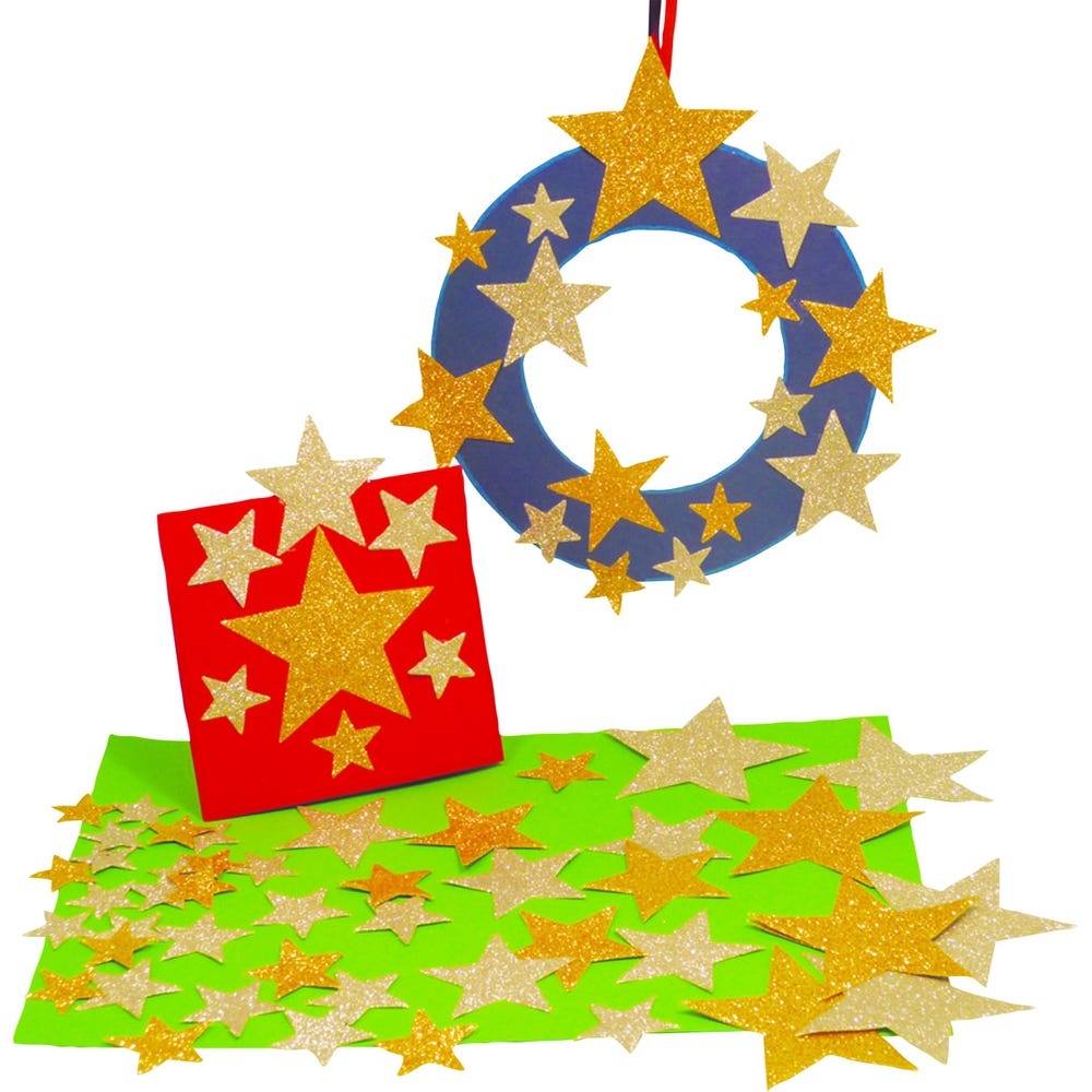 Glitter Paper Stars, Gold & Silver, Pack of 210