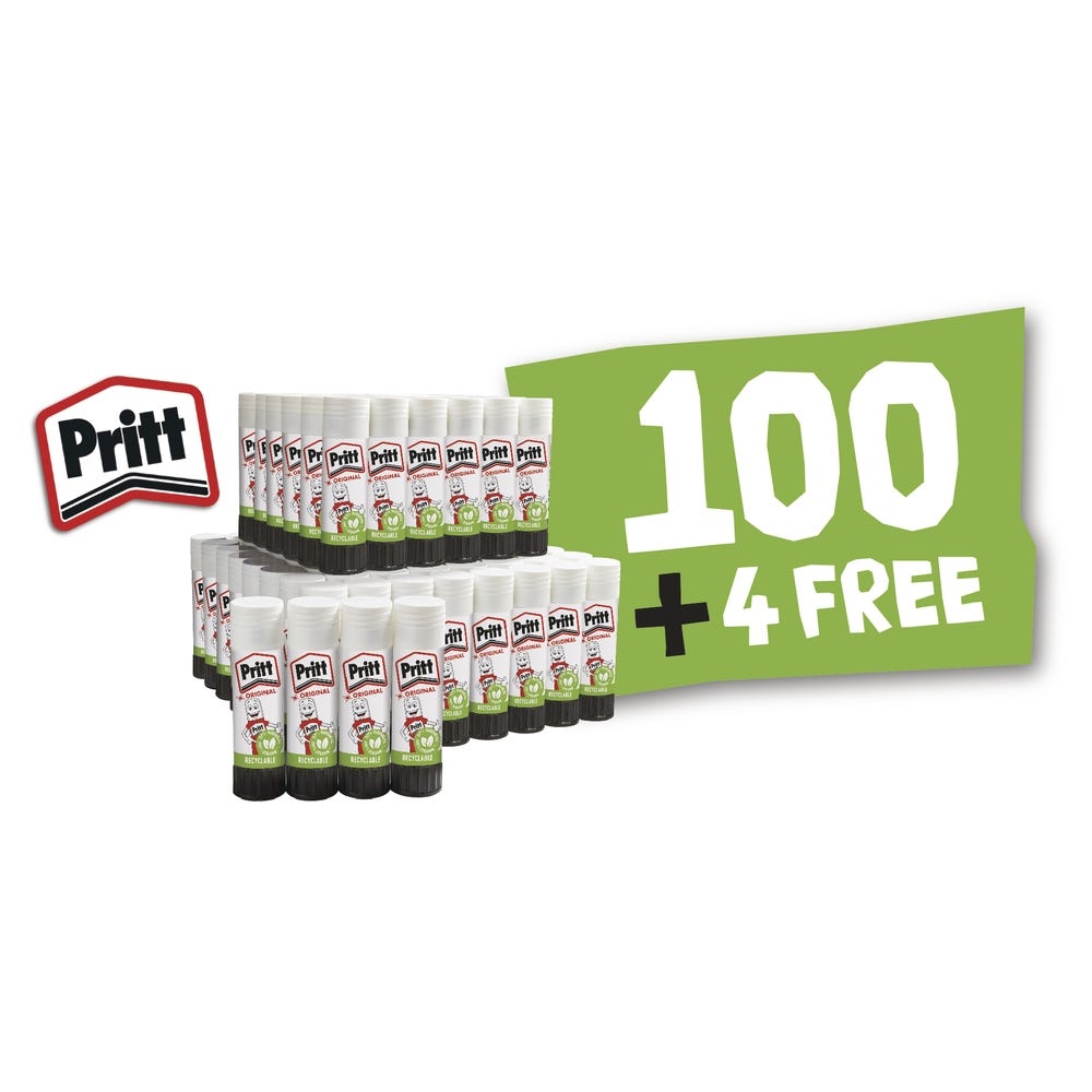 Pritt Glue Stick 43g Pack of 100 + 4 FREE
