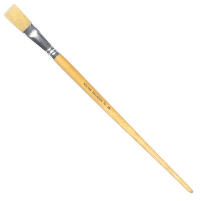 Hog Bristle Long Handle Flat Paint Brushes 18 Natural Pack of 10