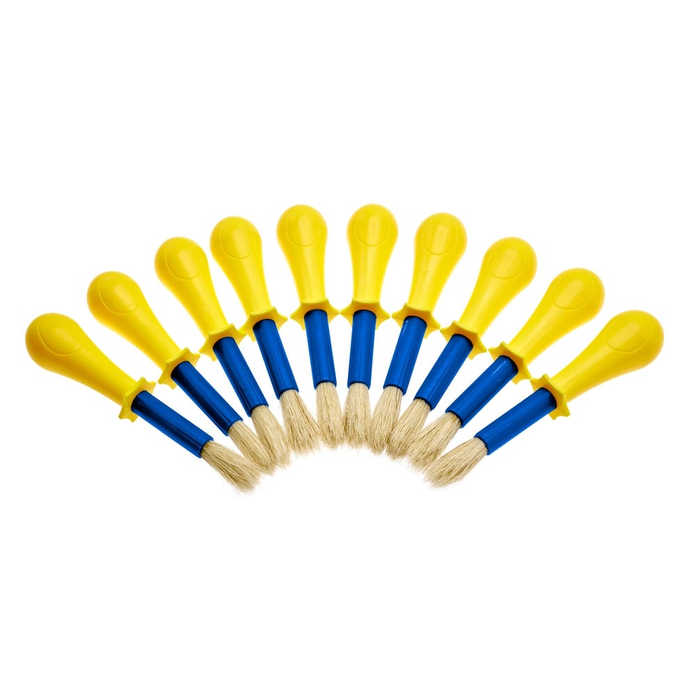 Jumbo Non-Roll Hog Paint Brushes Yellow/Blue Pack of 10