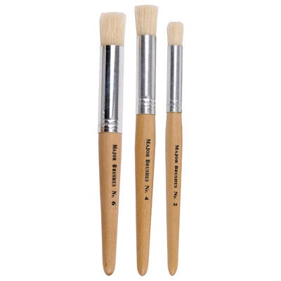 Stencil Short Handle Paint Brushes Natural Pack of 5