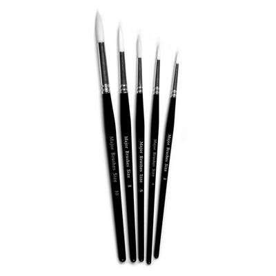 Synthetic Sable Paint Brushes 2 Black Pack of 10