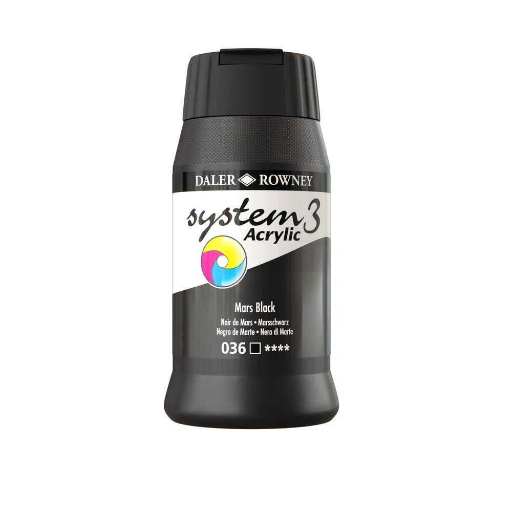 Daler Rowney System 3 Acrylic Paint Mars Black Each 500ml