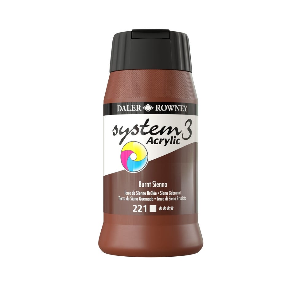 Daler Rowney System 3 Acrylic Paint Burnt SIenna Each 500ml