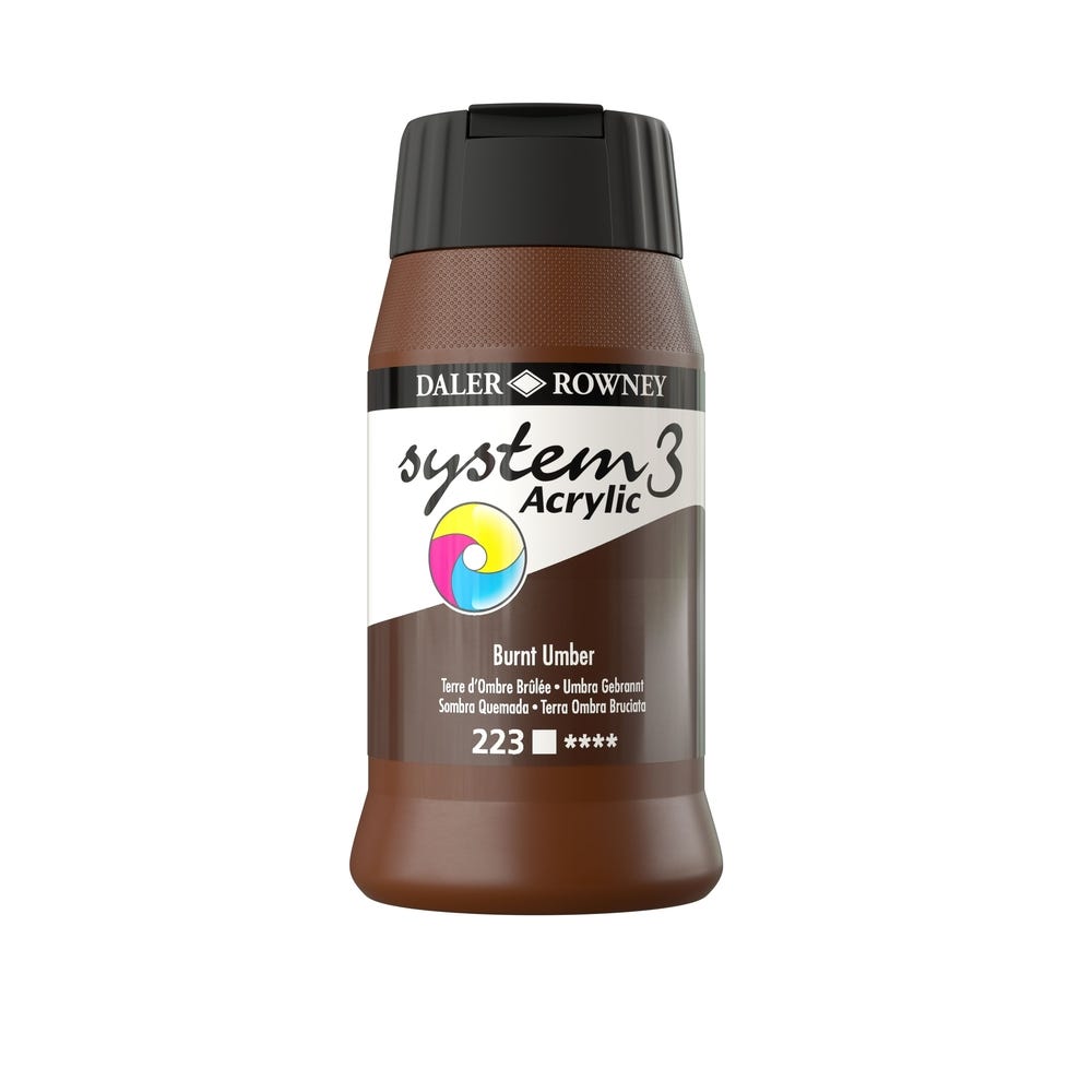 Daler Rowney System 3 Acrylic Paint Burnt umber Each 500ml
