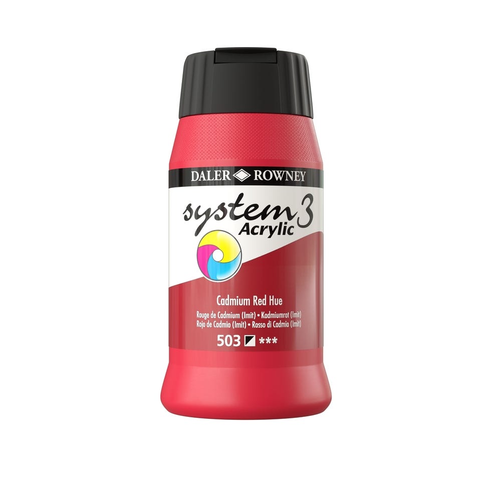 Daler Rowney System 3 Acrylic Paint Cadmium Red Each 500ml