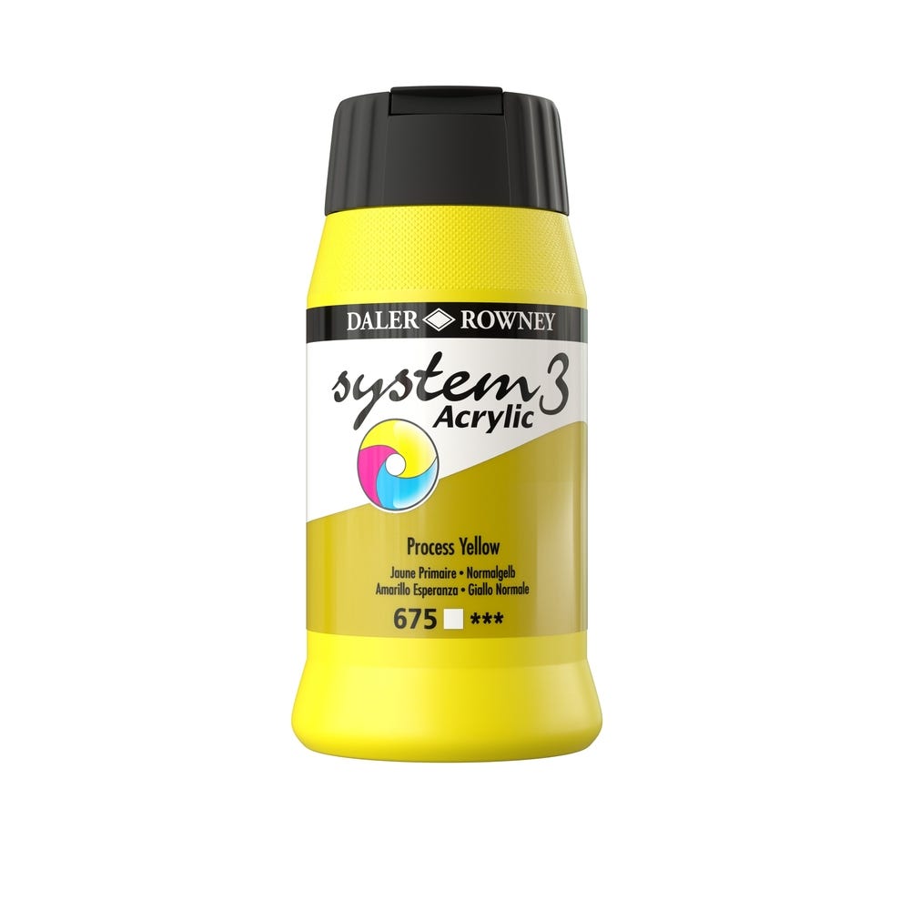 Daler Rowney System 3 Acrylic Paint Process Yellow Each 500ml