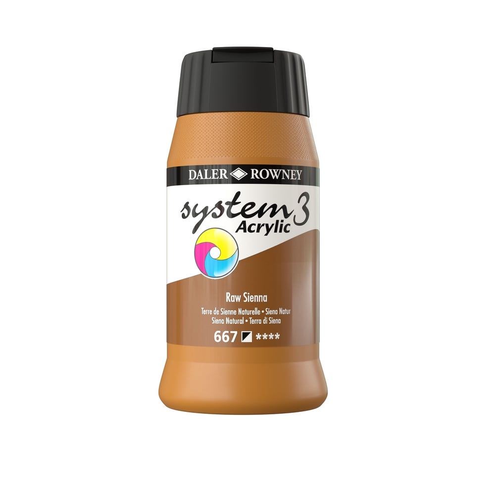 Daler Rowney System 3 Acrylic Paint Raw Sienna Each 500ml