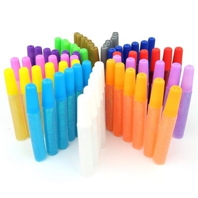 Texet Glitter Glue Tubes Assorted 10ml PK72